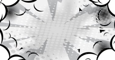 Retro karikatür tarzı Konuşma Kabarcığı arka planı. Manga karikatür arkaplan videosu. Pop sanat çizgi roman tanıtımı. Hareket posteri. 4k animasyon hareketi, değişen duvar kağıdı.