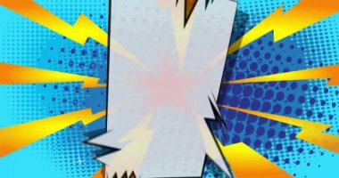 Ev Bahçesi. Hareket posteri. 4k animasyon çizgi roman kelime metni soyut çizgi roman arkaplanı üzerinde hareket ediyor. Retro pop sanat tarzı.