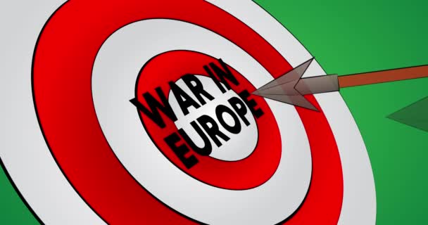 Setas Atingiu Alvo Com Texto Guerra Europa Desenhos Animados Animação — Vídeo de Stock