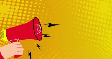 Bulmaca sözcüğüyle retromegafon. Konsept duyurusu. 4k Çözünürlük çizgi film stok videosu.