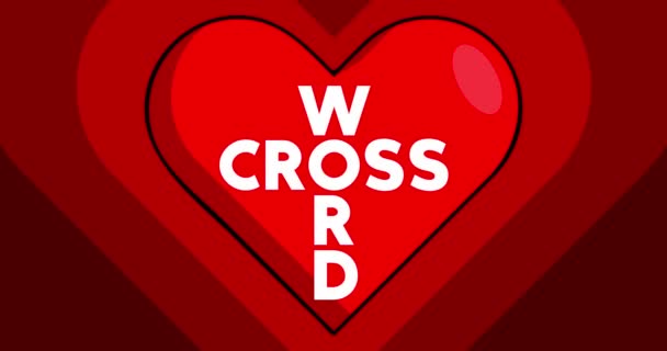 Σχήμα Καρδιάς Κείμενο Σταυρόλεξο Κόκκινο Κτύπημα Σύμβολο Της Αγάπης Ζωή — Αρχείο Βίντεο