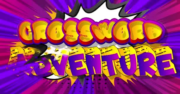 Crossword Adventure Manga Cartoon Intro Stock Video Animated Words Moving — Stock Video