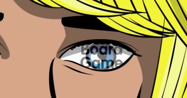 Tahta Oyun kadın gözüyle yazılmış. Yakın plan çizgi film animasyonu. Comic Book tarzı 4k stok video.