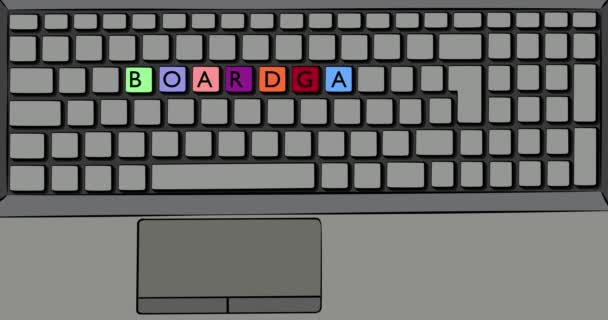 Board Game Word Computer Keyboard Keypad Colored Keys Laptop Comic — Stock Video