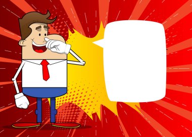 Sempati duyan basit bir iş adamı karikatürü. Profesyonel finans çalışanı. Kırmızı kravatlı beyaz gömlek giyiyor..