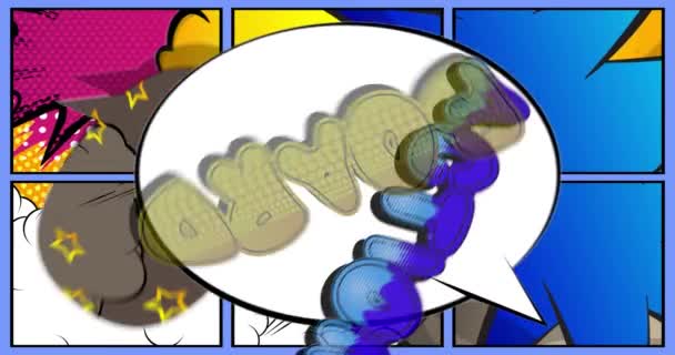 Action Brettspiel Bewegungsplakat Animierter Comic Worttext Auf Abstraktem Comichintergrund Retro — Stockvideo