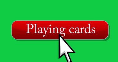 İmleç kart oynatma düğmesine tıklıyor. İşaretleyici ok imleci tıklaması. Yeşil ekran krom anahtar arkaplanındaki canlandırılmış simge.