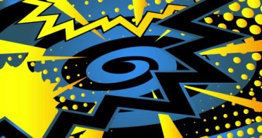 Yeşil ekranlı soyut Renkli Arkaplan. Manga Giriş Hareketi posteri. 4k animasyon çizgi roman hareketli elementler. Retro pop sanat tarzı başlık arkaplanı.