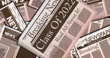 2022 'nin metin sınıfının başlık olduğu gazete. 4k çözünürlüklü çizgi film animasyonu. Yazdırılmış Medya 'dan haberleri gösteriyoruz.
