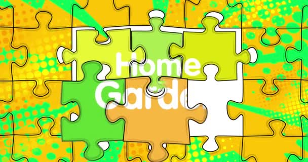 Puzzle Elementy Łączące Kolejności Tekstem Home Garden Symbol Pracy Zespołowej — Wideo stockowe