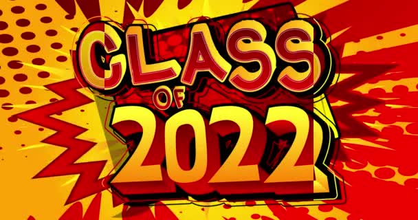 Clase 2022 Cartel Movimiento Animated Comic Book Word Text Moving — Vídeo de stock