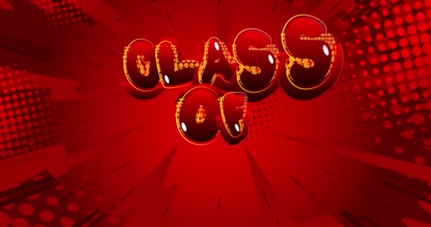 Class 2022 Motion Poster Animated Comic Book Word Text Moving — Stock Video