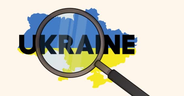 Förstorare Med Ukraina Text Tecknad Verktyg För Forskning Animerat Affärskoncept — Stockvideo
