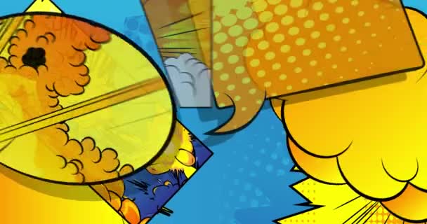 ウクライナだ 青と黄色のモーションポスター 4Kアニメ漫画の背景に動くコミックブックワードテキスト レトロポップアートスタイル — ストック動画