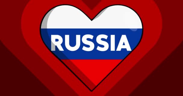 Forma Coração Com Texto Rússia Red Batendo Símbolo Amor Vida — Vídeo de Stock