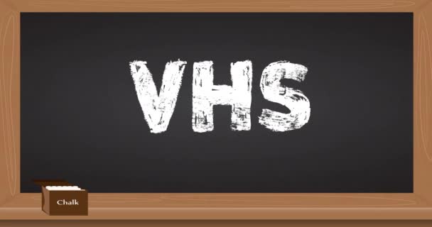 Vit Färg Klottrar Vhs Text Vintage Chalkboard Antika Industriella Träkol — Stockvideo