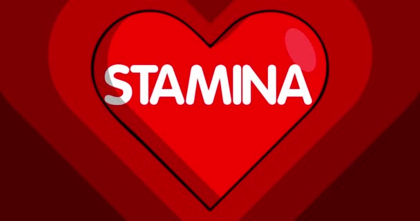 Heart Shape Stamina Text Red Beating Love 긍정적 생기는 비디오 — 비디오