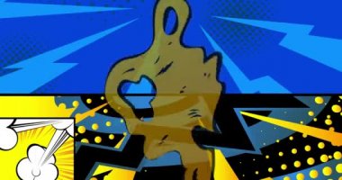 Soyut Renkli Pop Sanatı Konuşma Balonu Arkaplanı. Manga Giriş Hareketi posteri. 4k animasyon çizgi roman hareketli elementler. Retro biçimi başlık arkaplanı.