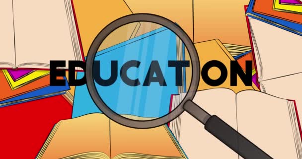 Loupe Avec Texte Éducation Outil Dessin Animé Pour Recherche Concept — Video