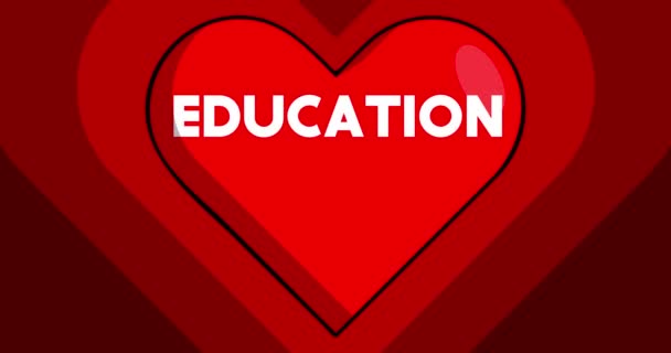 Forma Corazón Con Texto Educación Símbolo Rojo Del Amor Latiendo — Vídeo de stock