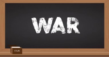 Beyaz boya, savaş metnini antika sanayi kömürü renk panosuna karaladı..