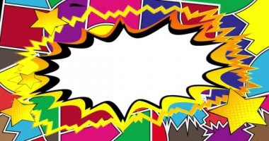 Retro karikatür tarzı arka plan. Manga karikatür arkaplan videosu. Pop sanat çizgi roman tanıtımı. Hareket posteri. 4k animasyon hareketi, değişen duvar kağıdı.