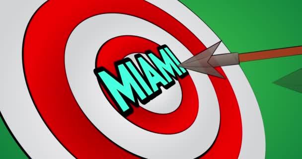 Frecce Hanno Colpito Bersaglio Con Messaggio Miami Cartoni Animati Stock — Video Stock