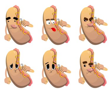 Hot Dog parmağını şakağına dolayarak senin deli olduğunu gösteriyor. Çizgi film karakteri olarak Amerikan fast food..