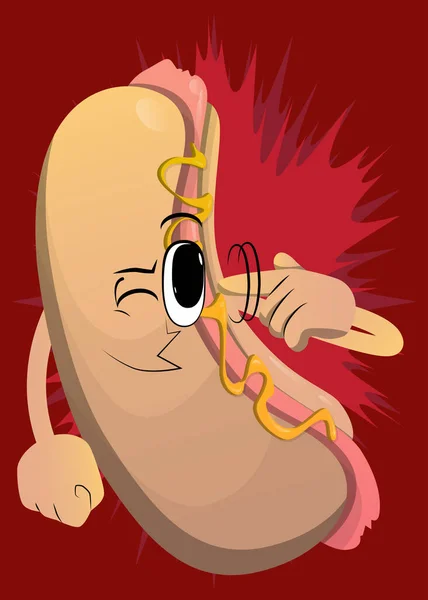 Hot Dog Mostra Gesto Loucura Torcer Dedo Volta Templo American — Vetor de Stock