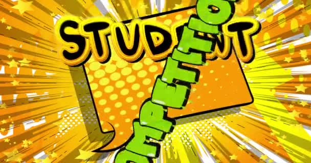 Competencia Estudiantil Cartel Movimiento Animated Comic Book Education Related Words — Vídeo de stock