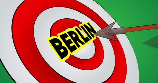 Šípy Zasáhly Terč Textem Berlín Cartoon Animation Stock Videa — Stock video