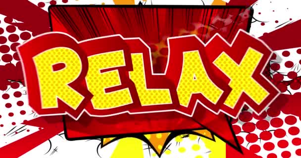 Relax Motion Poster Animated Comic Book Word Text Moving Abstract — Stock Video