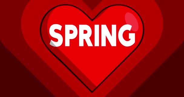 Heart Shape Spring Text Red Beating Love Symbol Life Health — Stock Video