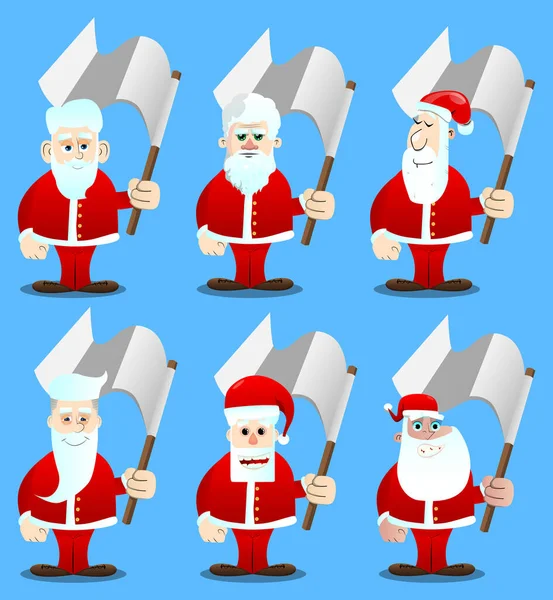 Papai Noel Suas Roupas Vermelhas Com Barba Branca Segura Bandeira — Vetor de Stock