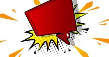 Pop sanatında arka plan animasyonu, çizgi roman tarzı. Beyaz üzerine Retro Manga karikatür arka planı. Çizgi roman ögeleri hareket ediyor.