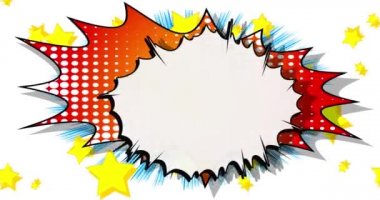 Pop sanatında arka plan animasyonu, çizgi roman tarzı. Beyaz üzerine Retro Manga karikatür arka planı. Çizgi roman ögeleri hareket ediyor.