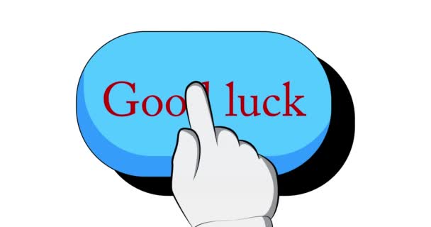 Big Sign Good Luck Text Hand Pushing His Index Finger — Stock Video