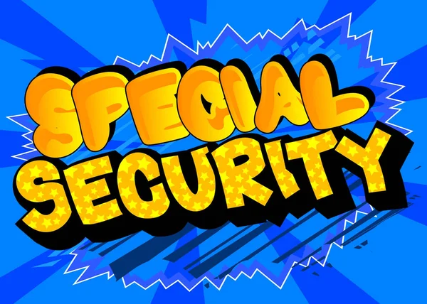 Sicurezza Speciale Testo Delle Parole Dei Fumetti Sfondo Astratto Illustrazione — Vettoriale Stock