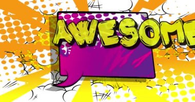 Muhteşem Bahar. Hareket posteri. 4k animasyon çizgi roman kelime metni soyut çizgi roman arkaplanı üzerinde hareket ediyor. Retro pop sanat tarzı.