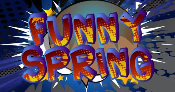 Śmieszna Wiosna Plakat Projektem Animowany Tekst Słowa Komiks Poruszający Się — Wideo stockowe