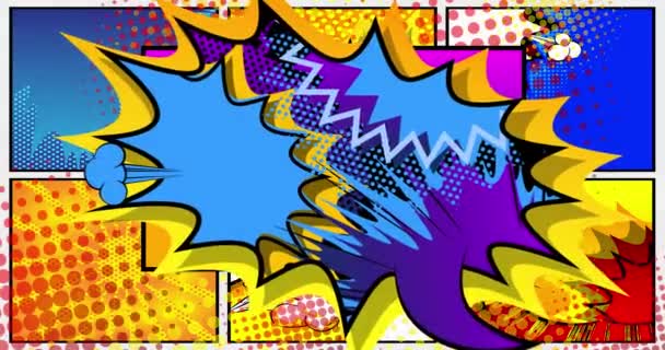 Çizgi Roman Konuşma Baloncuğu Animasyonu Çizgi Roman Tarzı Renkli Arkaplanda — Stok video