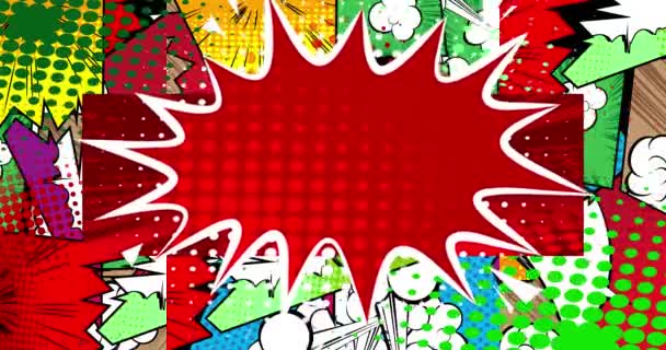 Анимация Мыльного Пузыря Комиксов Стиле Поп Арта Ретро Манга Элементы — стоковое видео