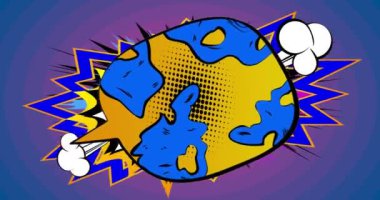 Pop sanatında arka plan animasyonu, çizgi roman tarzı. Retro manga karikatür arka planı. Çizgi roman ögeleri hareket ediyor.