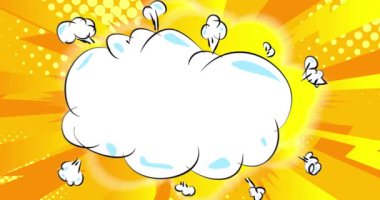 Pop sanatında arka plan animasyonu, çizgi roman tarzı. Retro manga karikatür arka planı. Çizgi roman ögeleri hareket ediyor.