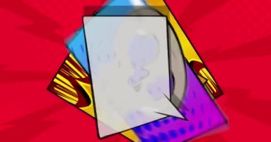 Pop sanatında arka plan animasyonu, çizgi roman tarzı. Retro manga karikatür arka planı. Çizgi roman ögeleri hareket ediyor.