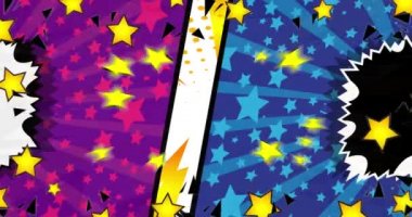 Çizgi roman arkaplan animasyonlu konuşma balonu, çizgi roman tarzı. Retro manga çizgi film arkaplanı.