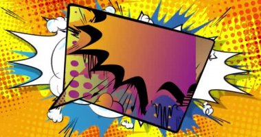 Çizgi roman arkaplan animasyonlu konuşma balonu, çizgi roman tarzı. Retro manga çizgi film arkaplanı.