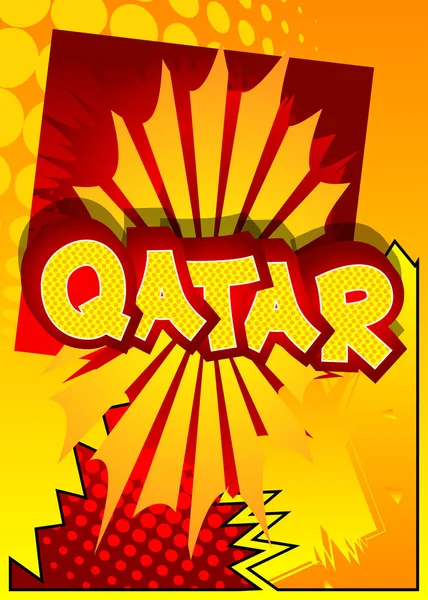 Qatar Comic Book Word Text Abstract Comics Background Inglés Retro — Archivo Imágenes Vectoriales