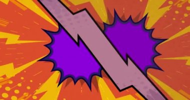 Pop sanatında arka plan animasyonu, çizgi roman tarzı. Retro manga konuşma baloncuk karikatür arkaplanı. Çizgi roman ögeleri hareket ediyor.