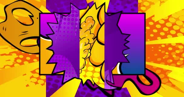 Bunte Sprachblase Hintergrundanimation Pop Art Stil Retro Manga Cartoon Kulisse — Stockvideo